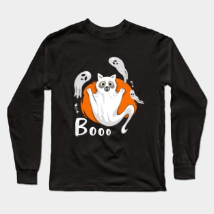 Halloween ghost cat Long Sleeve T-Shirt